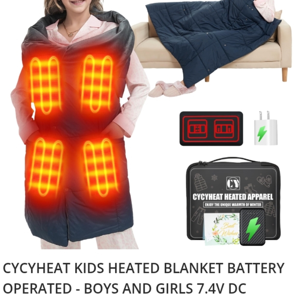 CYCYHEAT Kids Heated Blanket Battery Operated